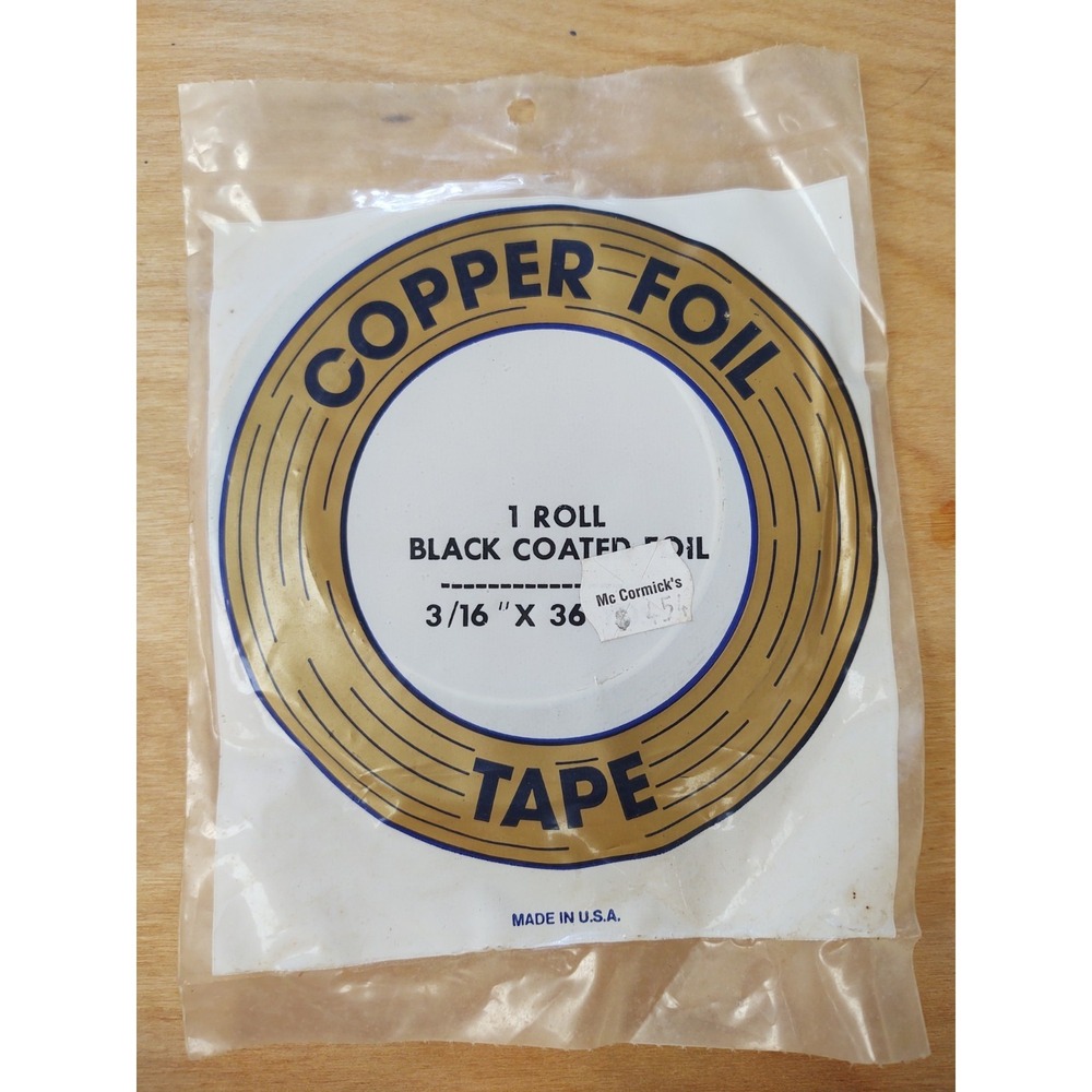 Black Coated Copper Foil Tape 36 Yards 3/16 Inch Strong Adhesive for Stain Glass